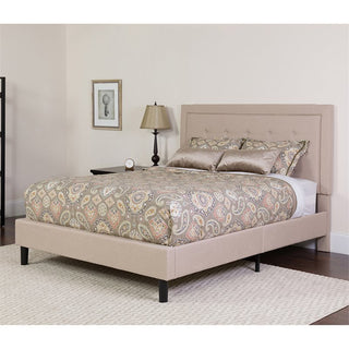 Roxbury Tufted Upholstered Platform Bed and Memory Foam Pocket Spring Mattress,