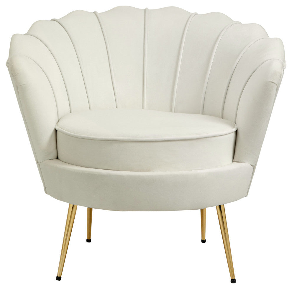 Gardenia  Velvet Upholstered Chair, Cream