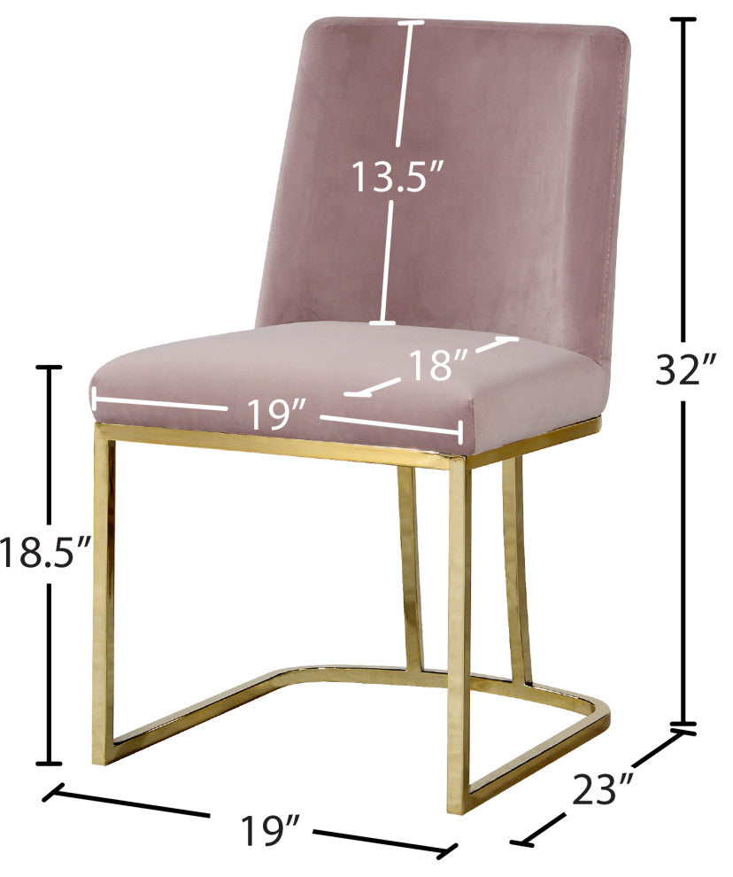 Heidi Velvet Dining Chairs, Set of 2, Pink