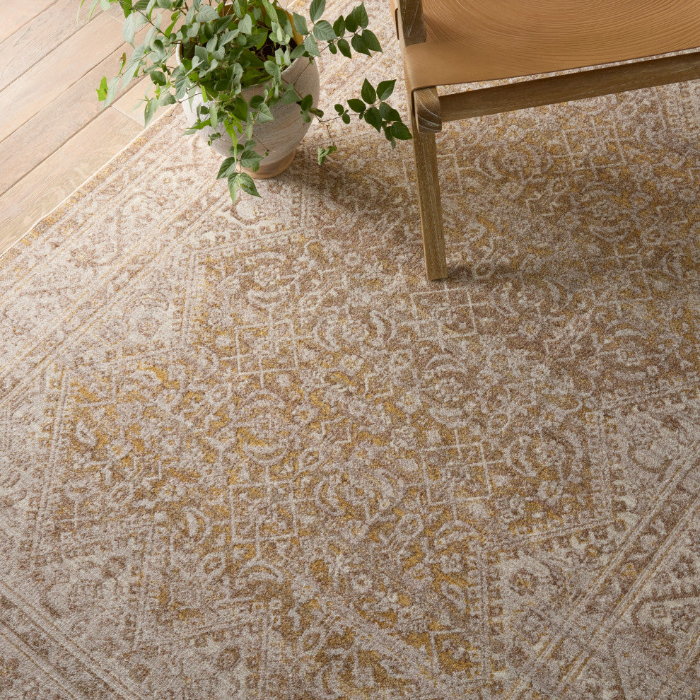 Vibe by Jaipur Living Harriet Medallion Gold/ Light Gray Runner Rug 2'6"X8'
