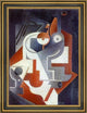Juan Gris Newspaper  Glass and Pear - 16" x 24" Framed Premium Canvas Print
