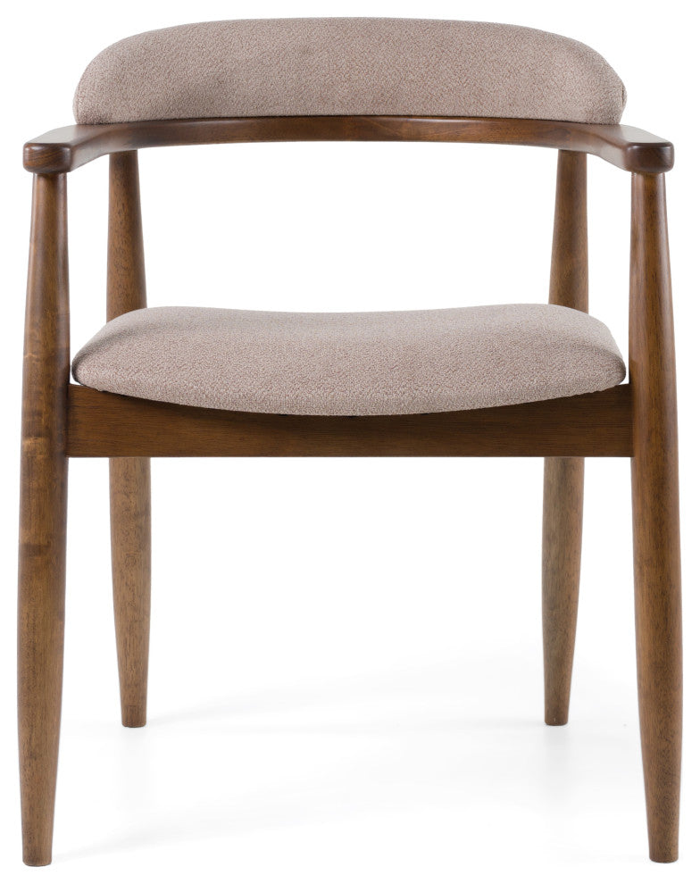 Modrest Cohen Mid-Century Modern Tan Fabric + Walnut Dining Chair