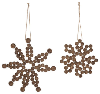 Wood Bead Snowflake Ornament, 12-Piece Set