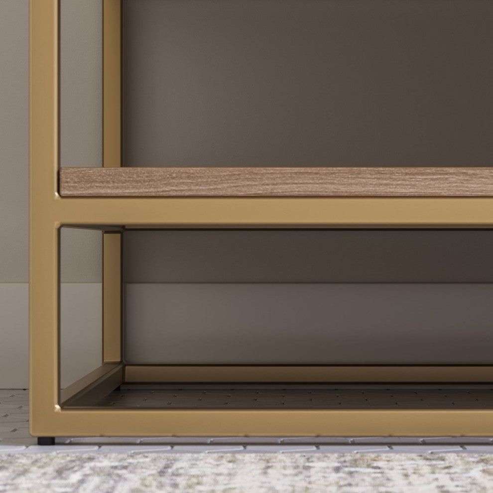 Bahia Bath Vanity, Oak, 48", Brushed Gold Hardware, Single, Freestanding