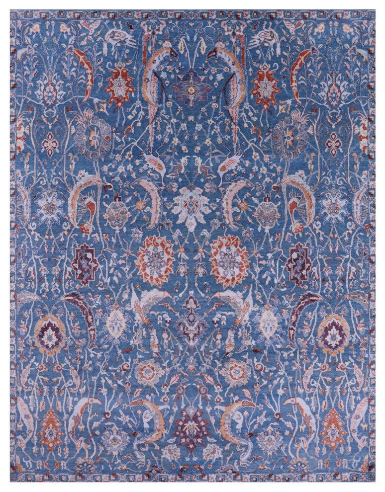 8' 2" X 10' 5" Persian Wool & Silk Hand Knotted Rug - Q14901