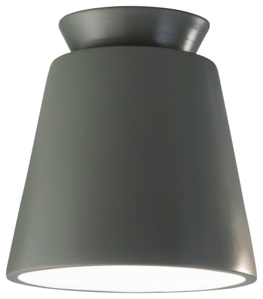 Radiance Outdoor Trapezoid Ceramic Flush-Mount, Pewter Green, Dedicated Led