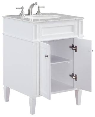 Home Living Vanity with Carrara White Marble Countertop, White, 24", Single Sink
