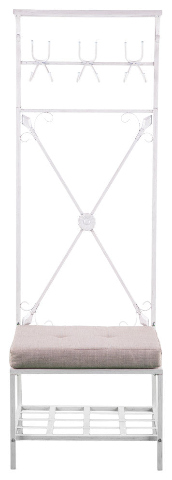 Kelbrook Hall Tree Bench With Storage, Distressed White