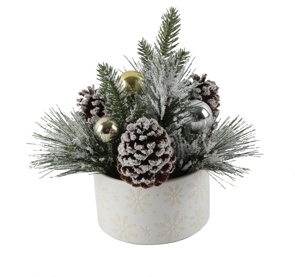 Xmas Mix In 5" Wh Snowfrakes Ceramic