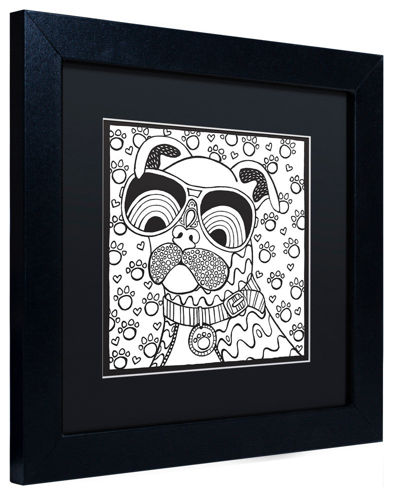 Hello Angel ''Cool Pooch'' Art, Black Frame, Black Mat, 11x11