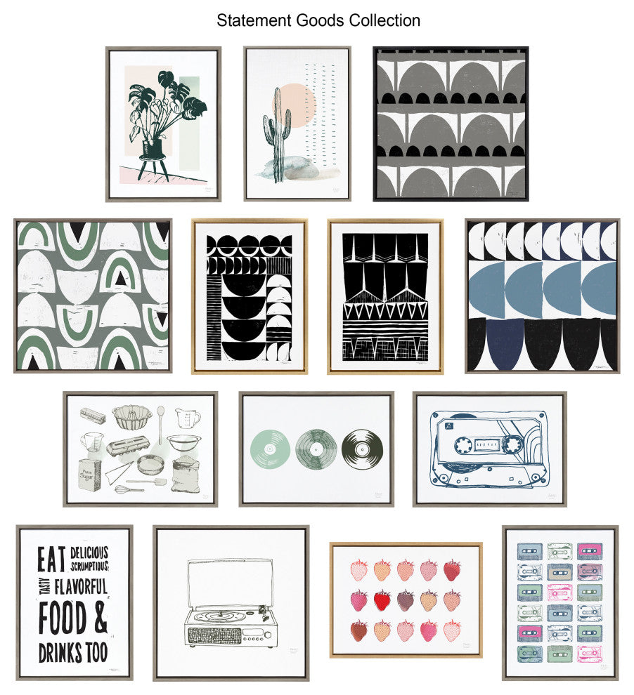 Sylvie Reflecting Shapes Neutral Framed Canvas by Statement Goods, Brown 23x33