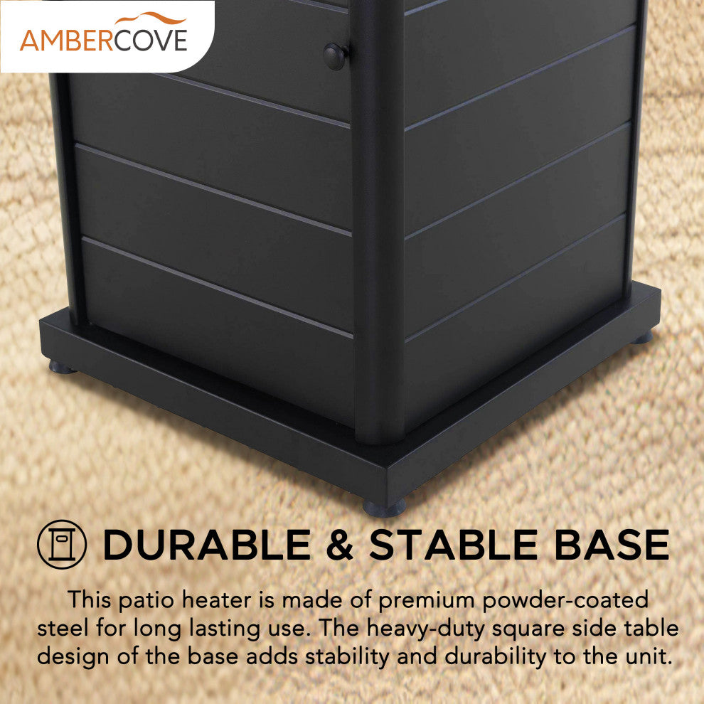 Sunjoy Outdoor Patio 45,000 BTU Black Steel Propane Dual Heater w/ Table Top