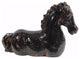 Benzara BM150785 Glazed Brown Finish Horse Statue, Black and Brown