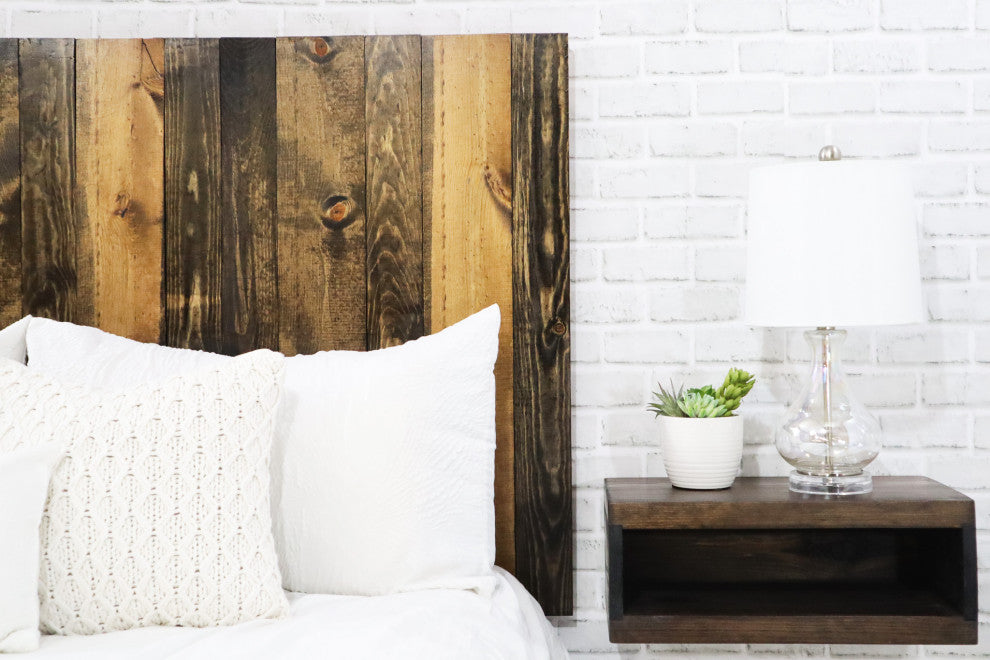 Handcrafted Headboard, Leaner Style, Dark Brown, Twin