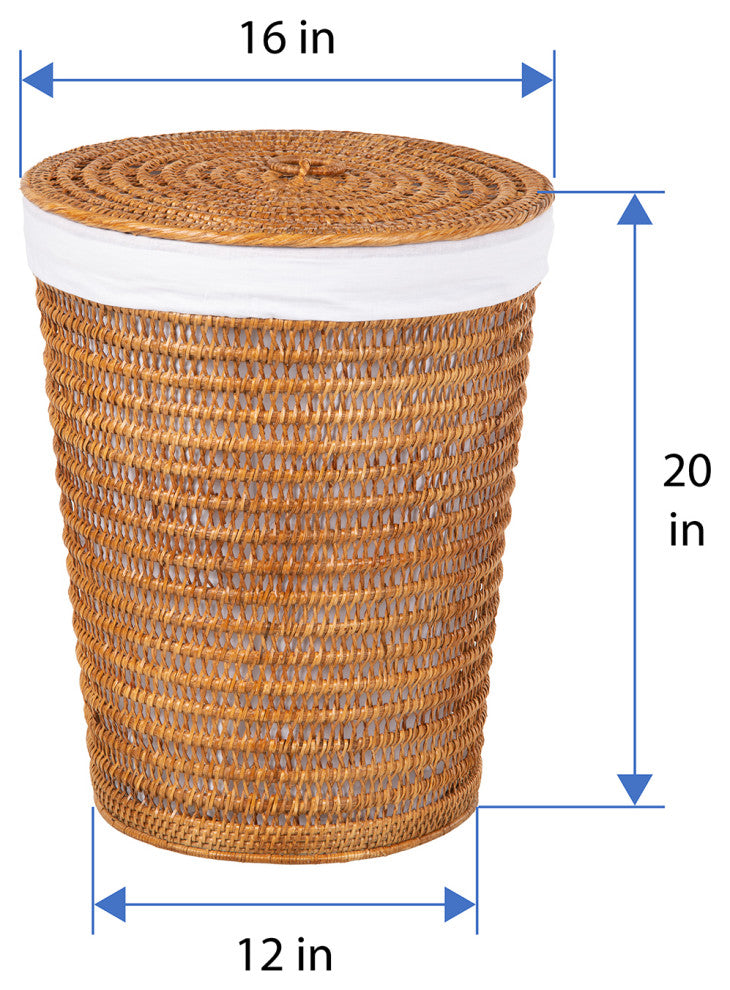 Cambria Rattan Laundry Hamper With Liner, Honey Brown
