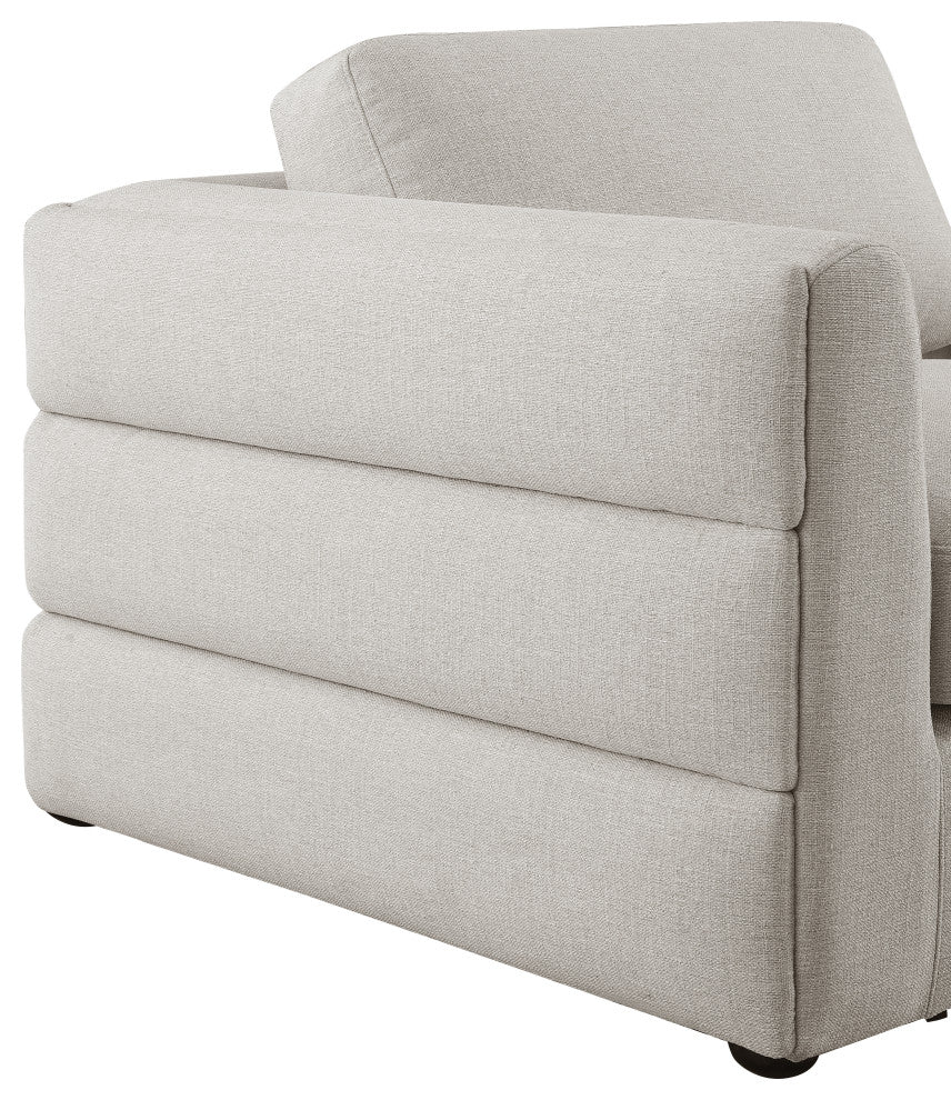 Beckham Linen Textured Fabric 8-Piece Modular U-Shaped Sectional, Beige