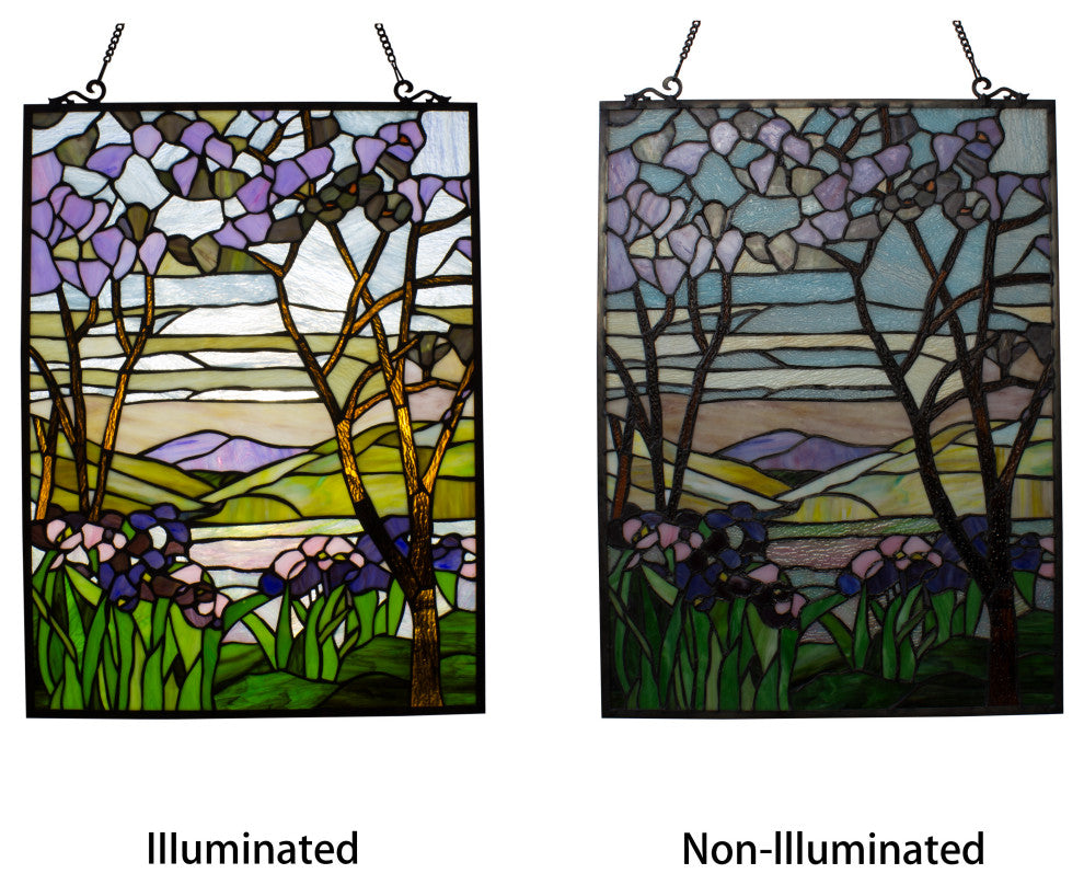 Chloe Lighting Valley Tiffany-Style Rectangular Floral Window Panel 24" Height