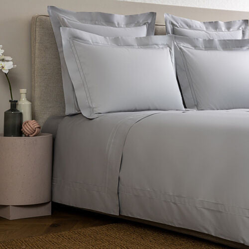 Frette Doppio Ajour Double Hemstitch King Duvet Cover Set, Gray