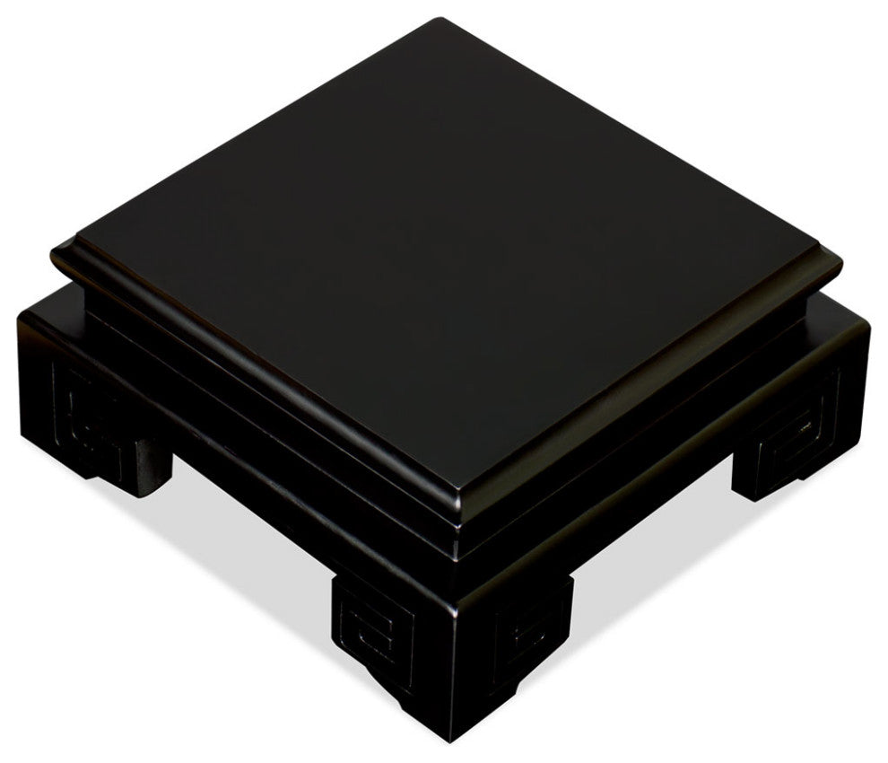 4.5 in Square Wooden Asian Display Stand, Black