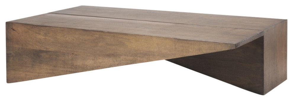West Medium Brown Solid Wood Angled Coffee Table