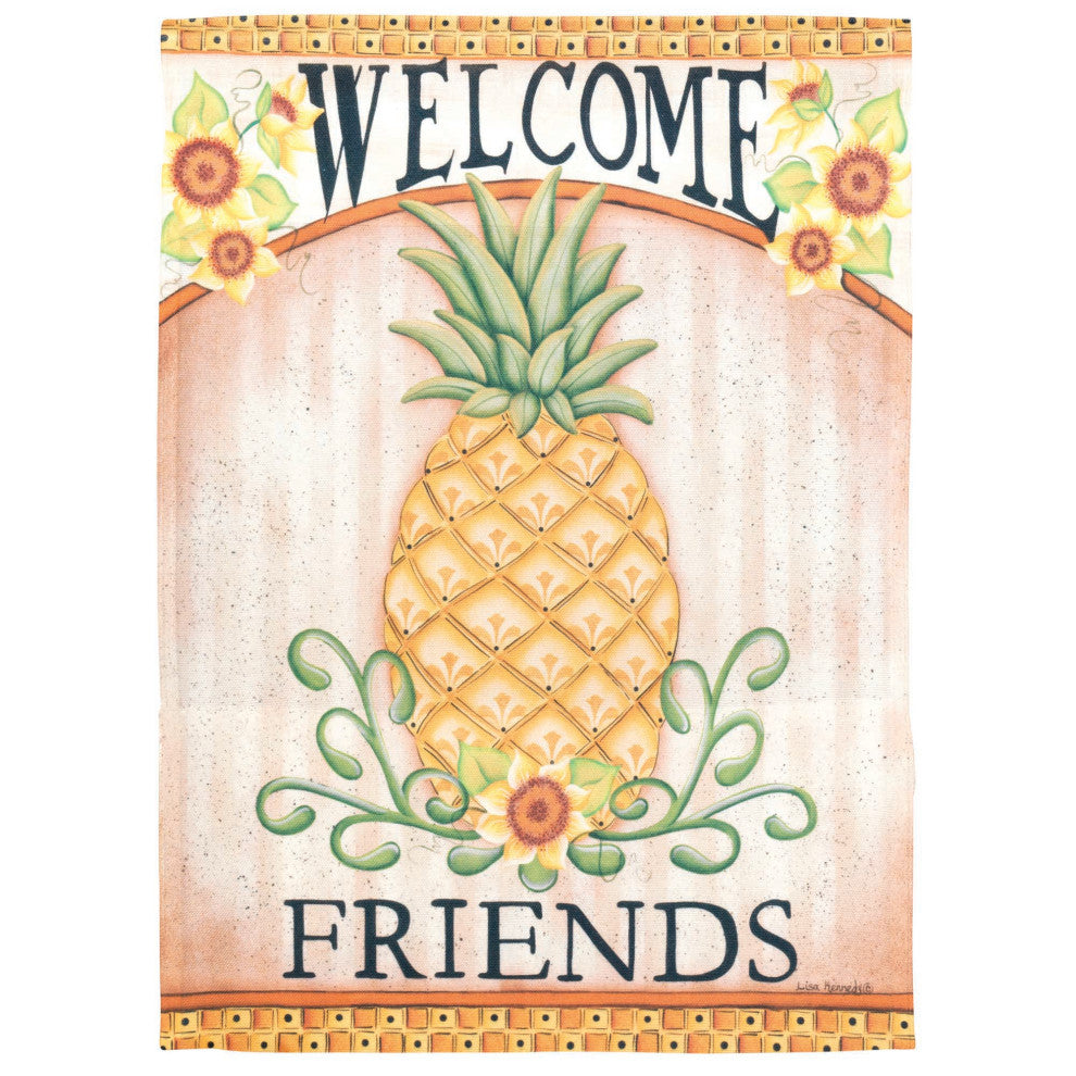 Flag Welcome Friends Pineapple 13x18