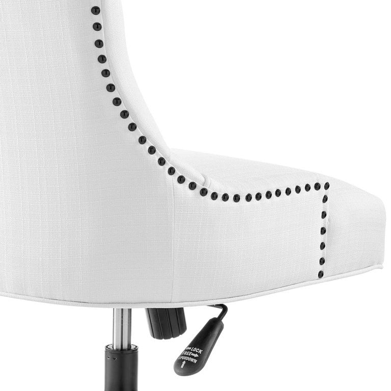 Vintage Office Chair, Hourglass Back With Button Tufting & Nailhead, White