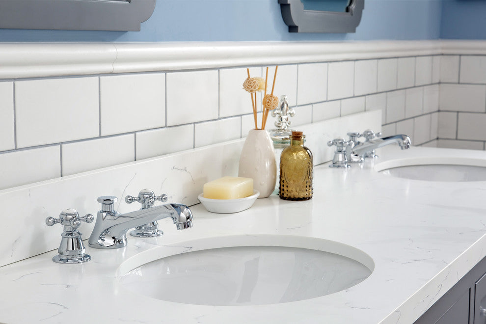 72" Wide Cashmere Gray Double Sink Quartz Carrara Bathroom Vanity
