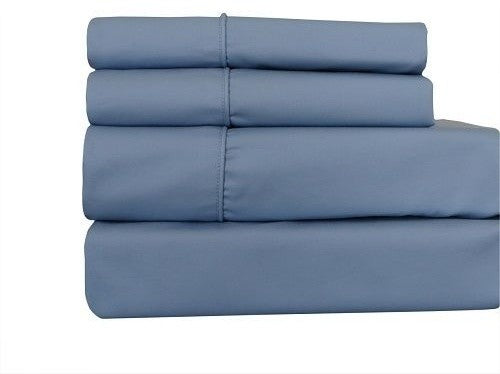 Attached Waterbed Sheet Set 650 TC Solid Sateen, Blue, King/Calking