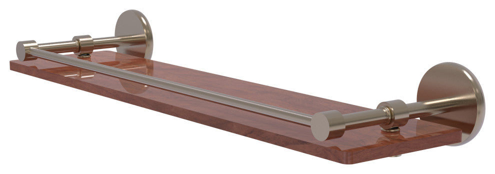 Prestige Skyline 22" Solid Wood Shelf with Gallery Rail, Antique Pewter