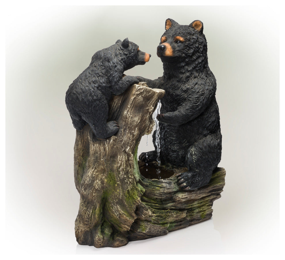 Alpine Cute and Whimsical Bear and Cub Fountain Without Light, 26" Tall