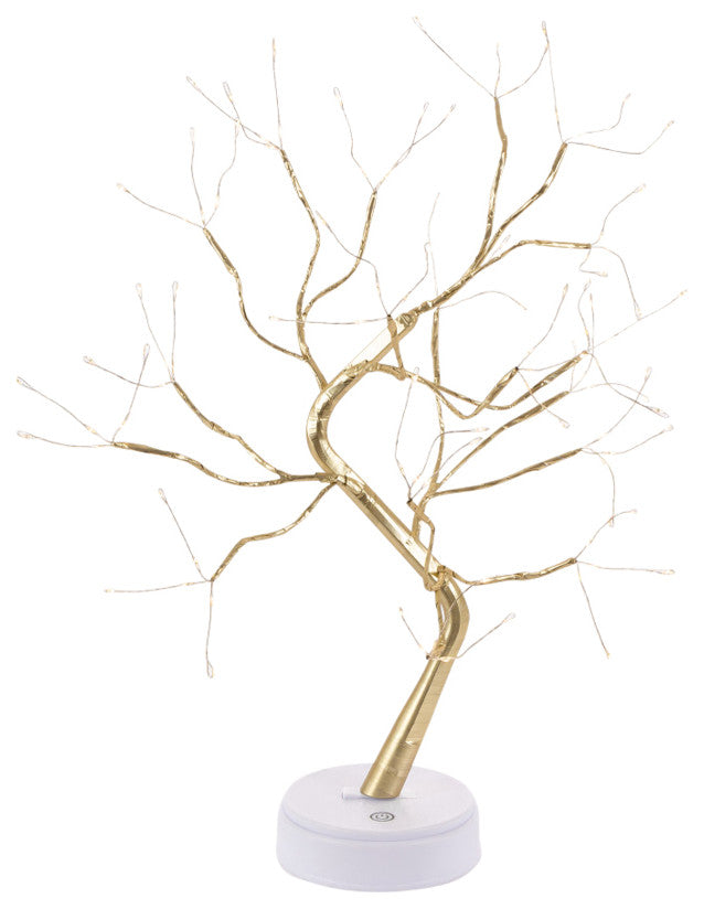 23.62" Battery Operated/USB Champagne Gold Wrapped Tree With Micro LED Lights