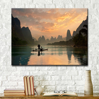 Ready2HangArt 'Golden Li River' Wrapped Canvas Wall Decor, 30"x20"