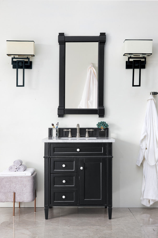 Brittany 30" Single Vanity, Black Onyx, Carrara Marble