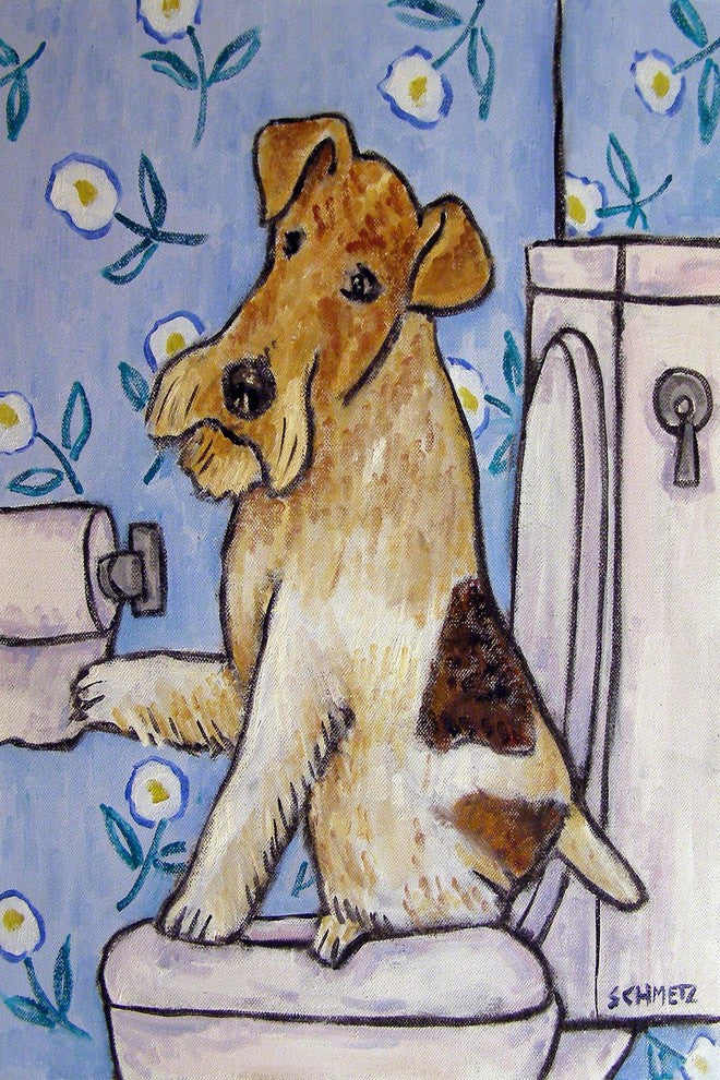 "Fox Wire Terrier" Painting Print on Wrapped Canvas, 30"x45"