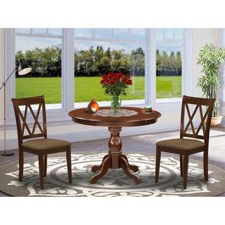3 Pc Dining Set, Mahogany Wood Table, 2 Mahogany Chairs