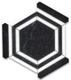 Nero Marquina Thassos Marble Hexagon Georama Geometric Tile Polished, 1 sheet