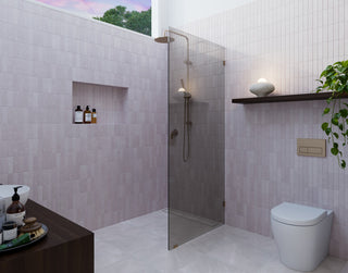 Ursa 30"x78" Frameless Single Glass Shower Panel, Gray Tint, Brushed Bronze