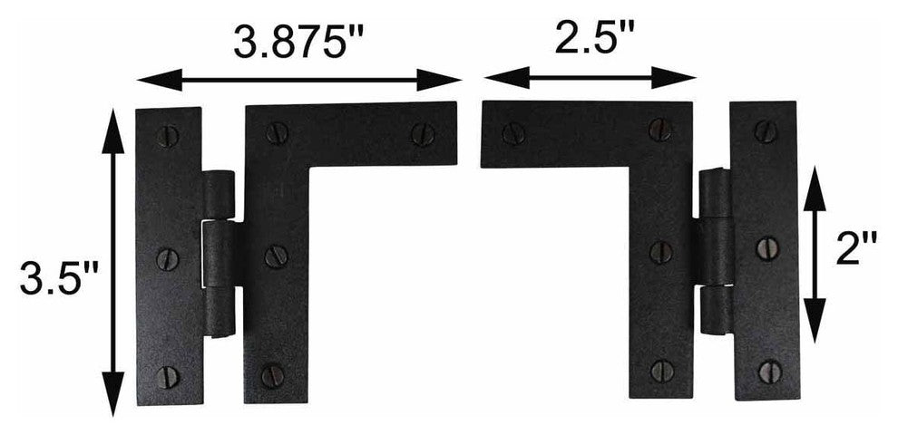 Wrought Iron Cabinet Hinges-Black-Left and Right-Colonial Style-Rust Resistant