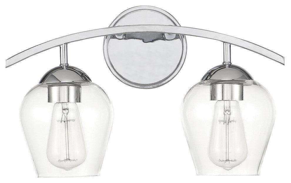 2-Light Bathroom Vanity Light, Matte Black, Chrome