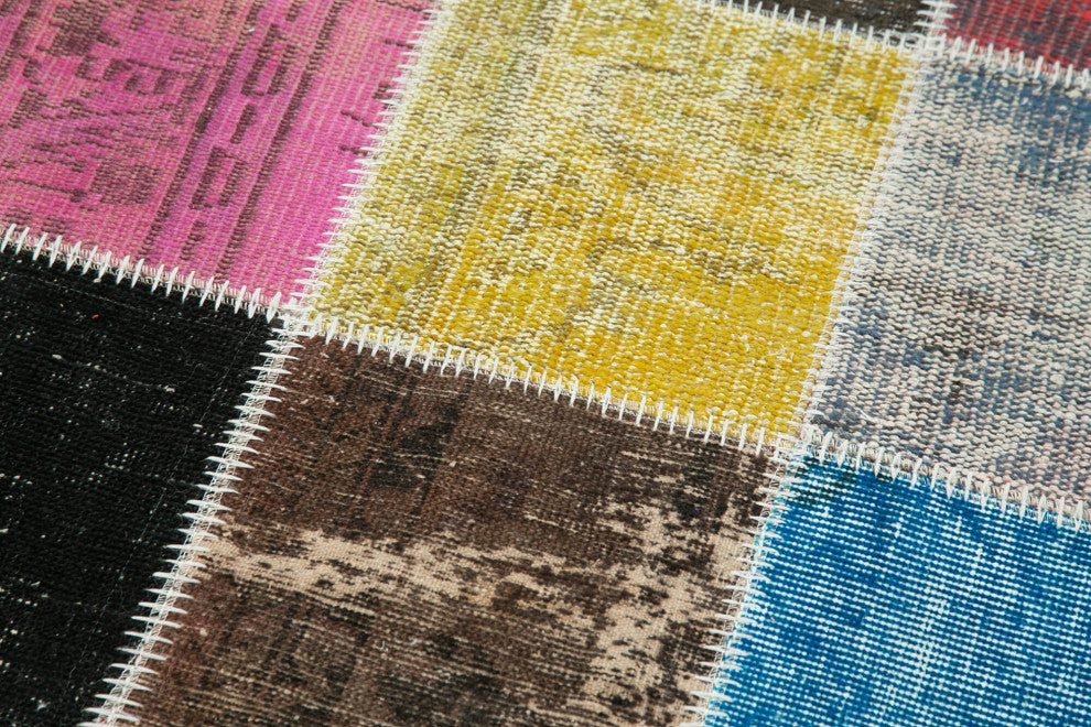 Rug N Carpet - Handwoven Turkish 2' 9" x 9' 9" Contemporary Patchwork Runner Rug
