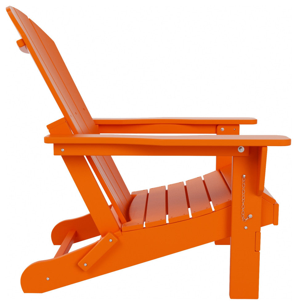 HDPE Outdoor Patio Folding Poly Adirondack Chair, Orange