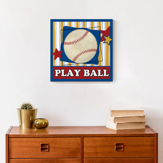 Play Ball Baseball 12x12 Canvas Wall Art