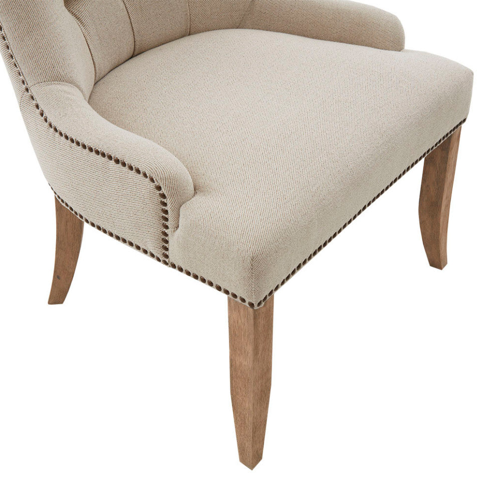Madison Park Lucas High Wing Back Farmhouse Style Accent Chair, Cream