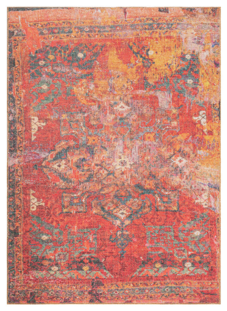 VER04 Vera Red Power Loomed Indoor Area Rug, Red, 2'6" X 9'