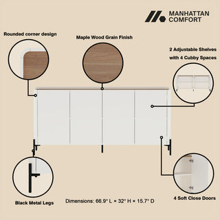 Manhattan Comfort 2-Piece Abbey Accent Cabinet and Sideboard