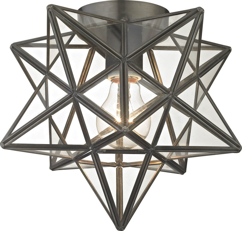 Sirius Oiled Bronze 10-Inch Metal Flush Mount with Clear Glass