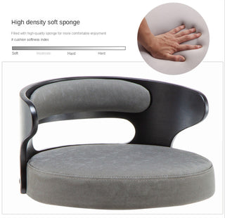 Minimalistic Black Leg Leather Bar Chair, Khaki, Black Backrest
