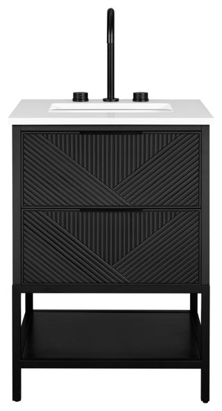 Diamond 24" Bath Vanity, Charcoal Black/Matte Black, 24", White Quartz Top
