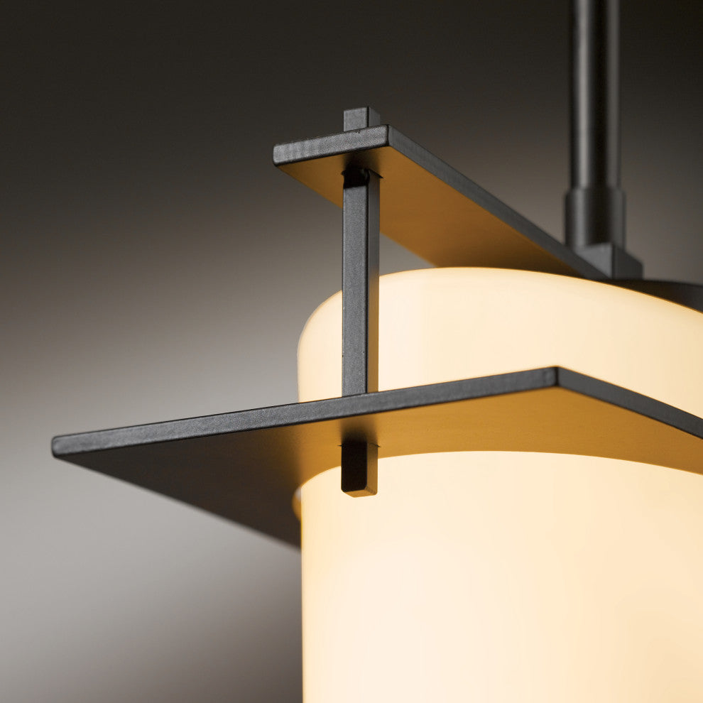 Arc Ellipse Large Mini Pendant, Dark Smoke Finish, Opal Glass