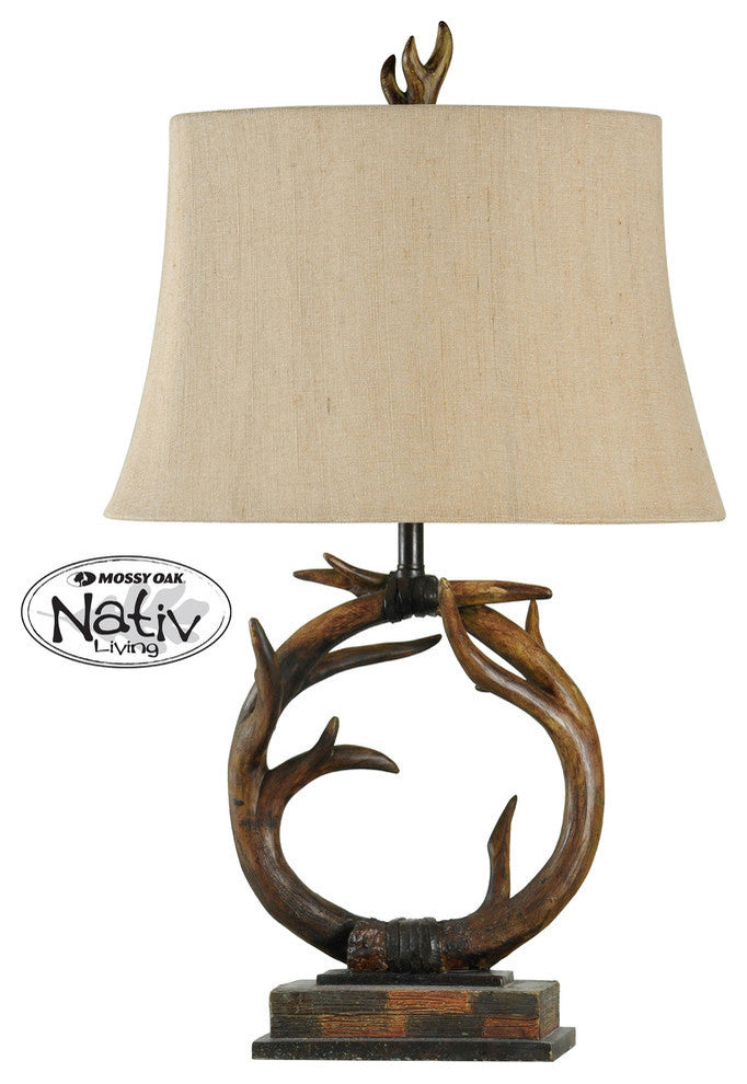 Antler Table Lamp with Custom Fabric Shade